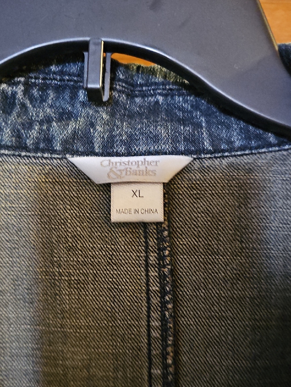 Christopher & Banks Dark Blue Denim Jacket with Copper Floral Embroidery - Picture 2 of 3